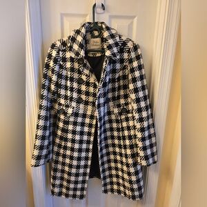 Talbots Black and White Checkered Trench Coat